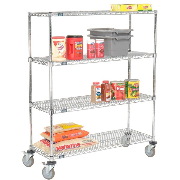 Nexel E-Z Adjust Wire Shelf Truck w/Brakes, 1200 lb. Capacity, 48inL x 18inW x 60inH 580551AB - main